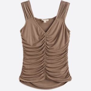 StitchFix Brown Meeira Ruched V Neck Knit Top